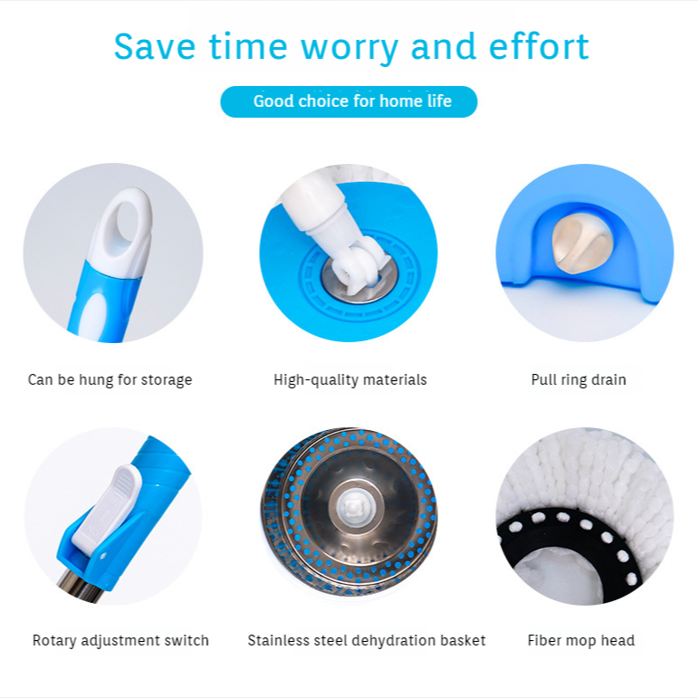 Rapid Dehydration Mop Dunn Cloth Dual Drive Lightweight HandFree