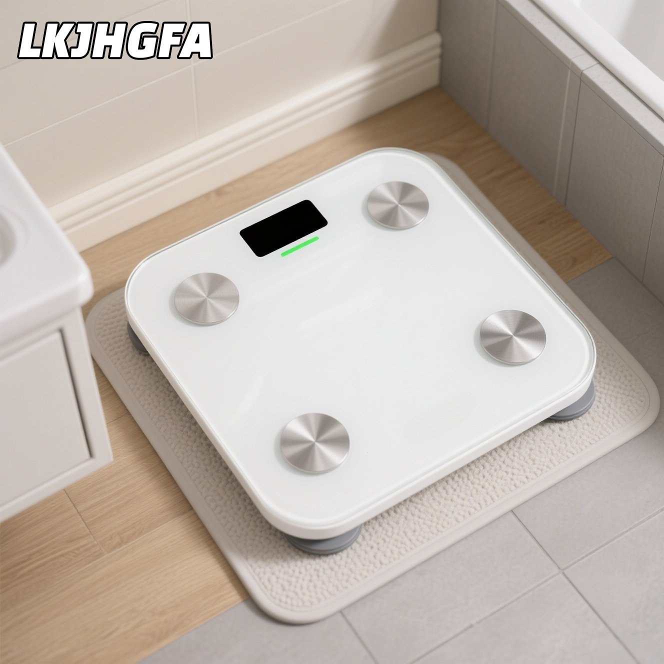 Persona usando báscula precisa en casa