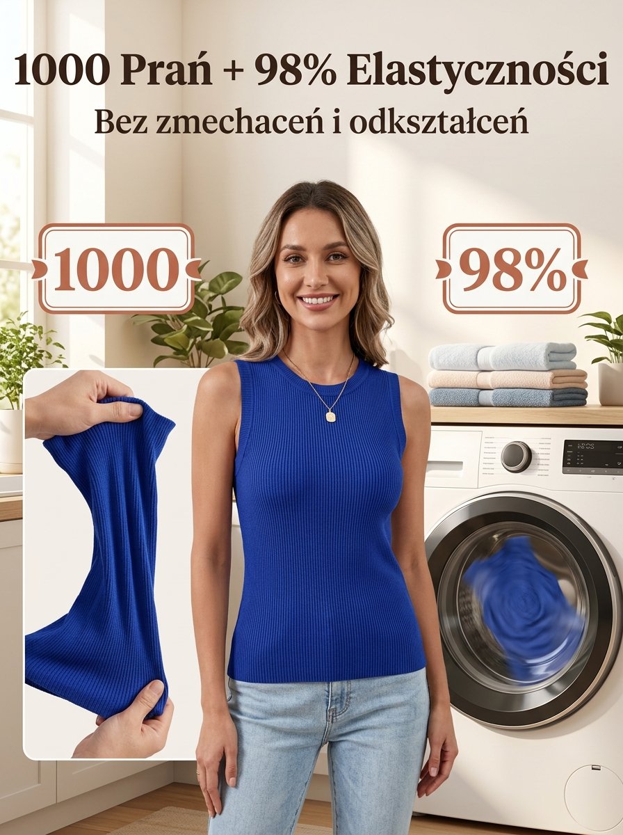 Okrągły dekolt, bezrękawnik, dzianinowa, casualowa kamizelka