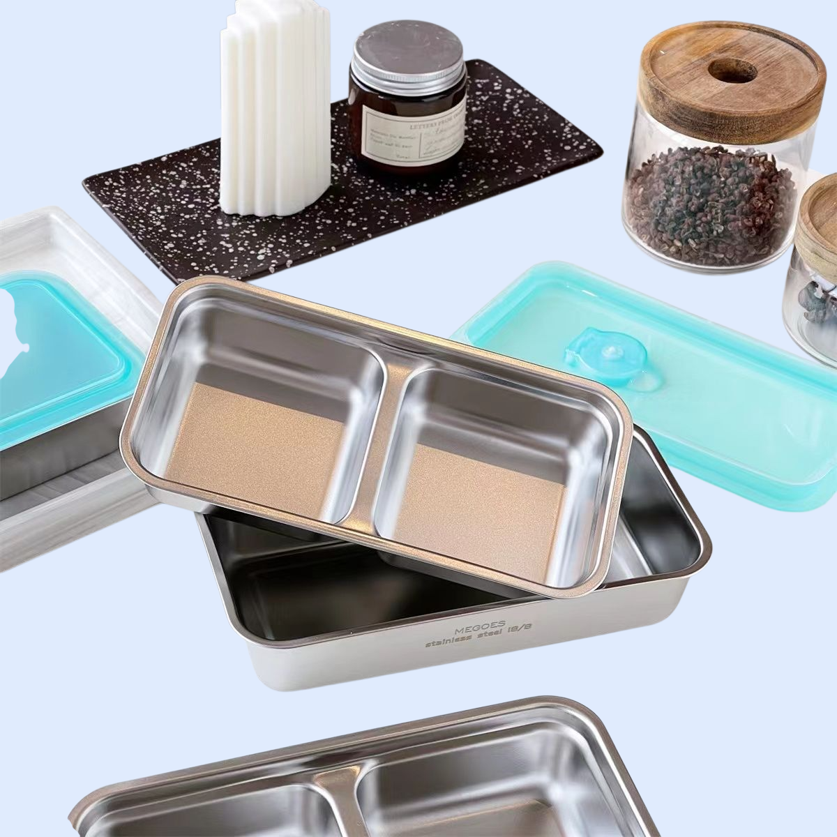 透明蓋ステンレス製ランチボックス