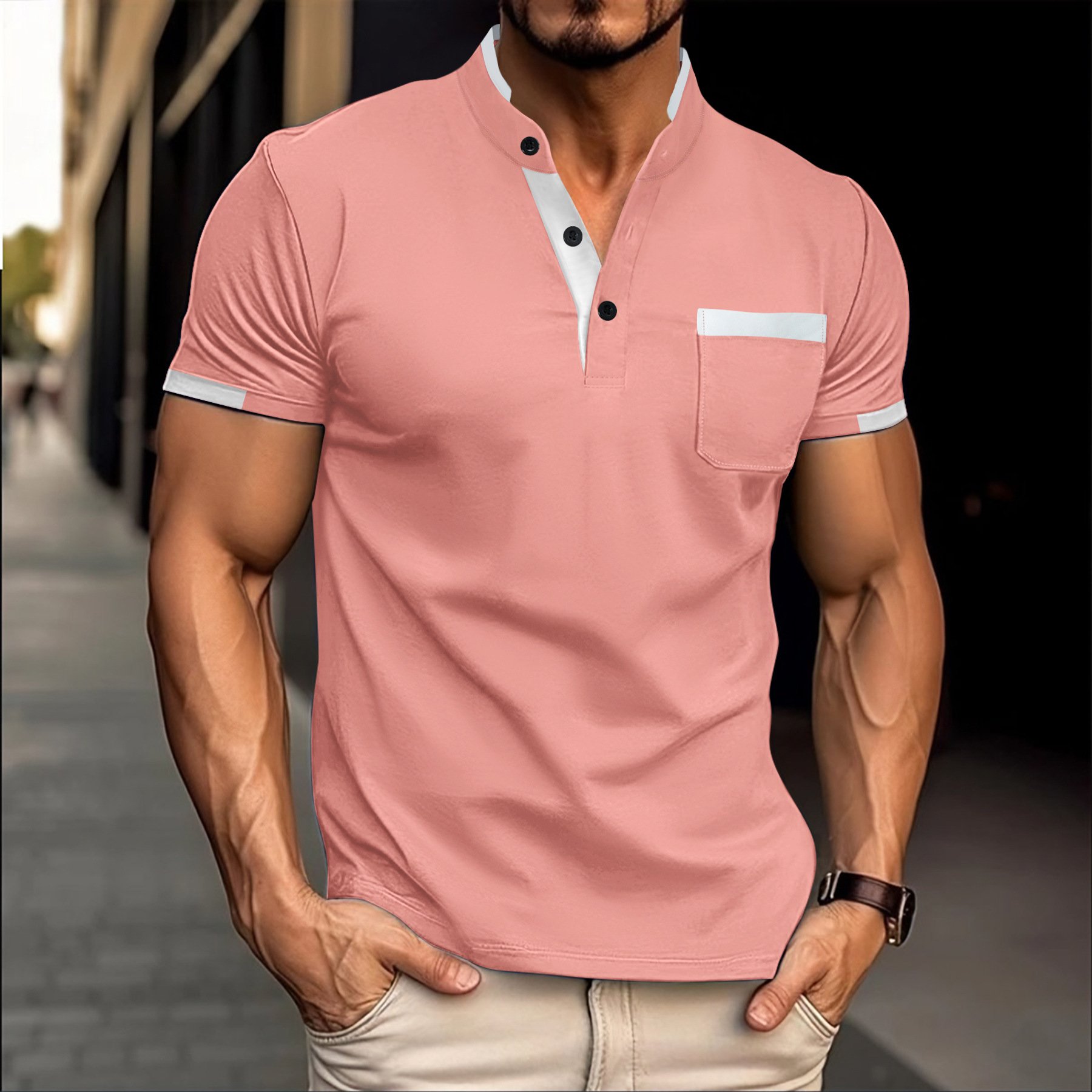 Herren Sommer Business Freizeit Kurzarm-Poloshirt