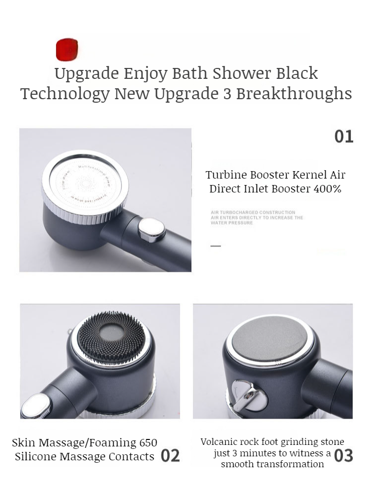 Powerful Booster Showerhead Handheld Filtered Faucet Bath