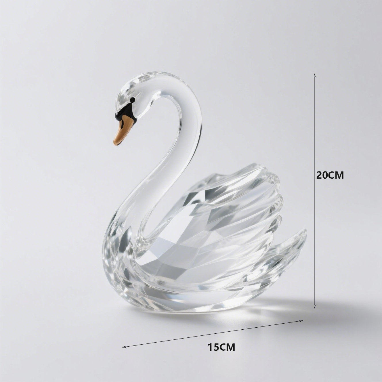 Křišťálová labuť dekorace na stole