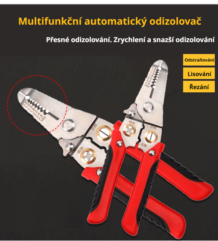 Multifunkční odizolovací kleště v akci na vodiči