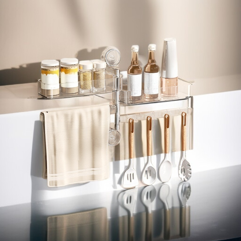 免打孔吸盤調料置物架安裝示意圖