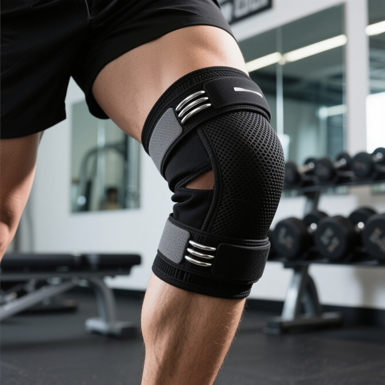 【ปลอกหุ้มเข่าสำหรับเล่นกีฬาระดับมืออาชีพ】ปลอกหุ้มเข่าสปริงซิลิโคนดูดซับแรงกระแทก