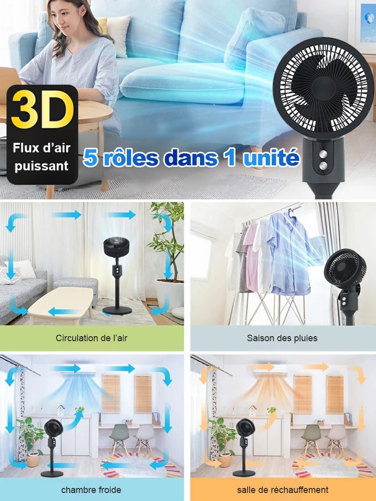 Ventilateur sur pied à circulation d'air ultra silencieux