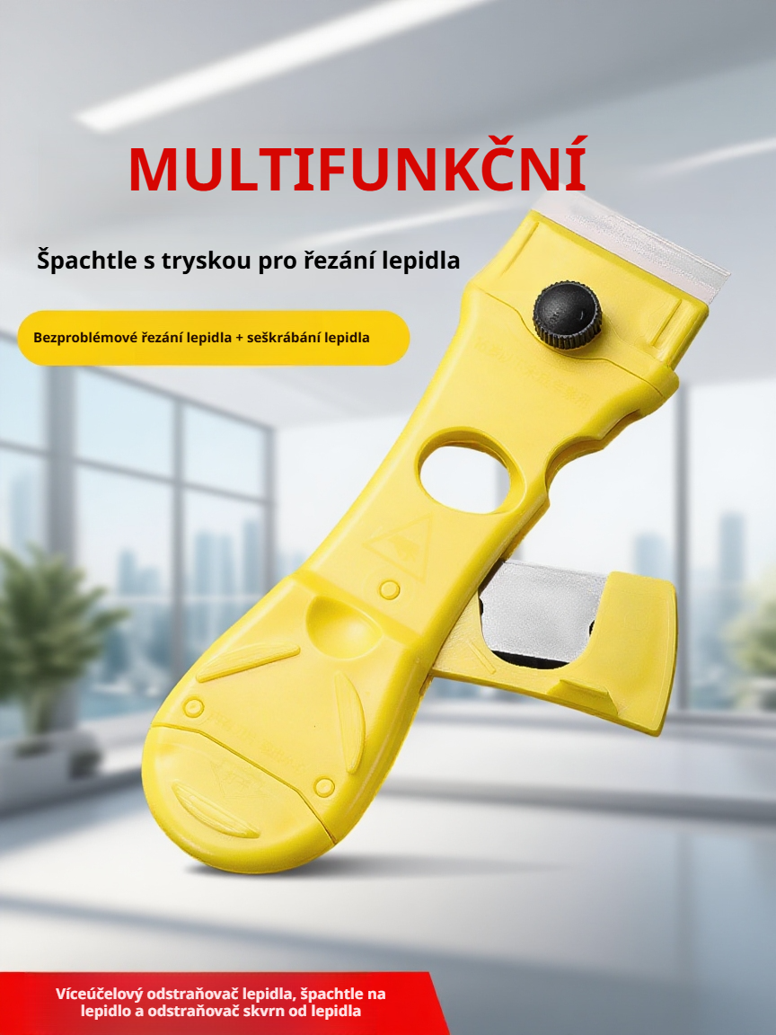 Detail ostré čepele odstraňovače lepidla