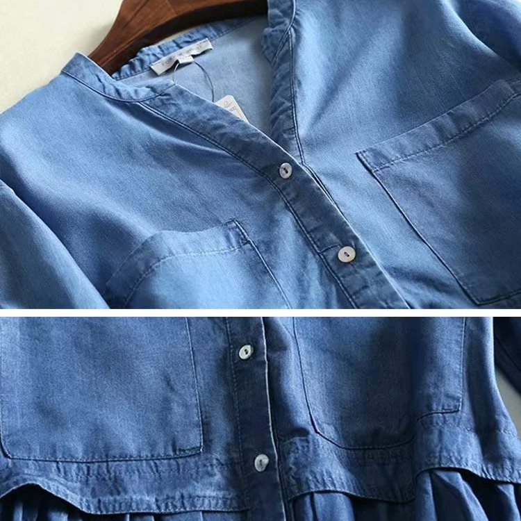 【デニムシャツワンピース】春物先取りセール～　コーデしやすい　大人のトレンドスタイル