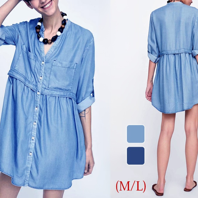 【デニムシャツワンピース】春物先取りセール～　コーデしやすい　大人のトレンドスタイル