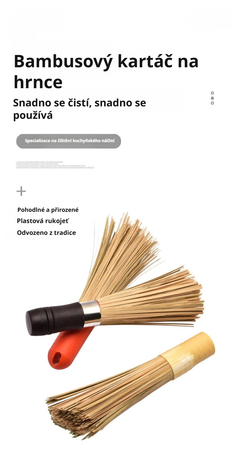 Čistící kartáč s dřevěnou rukojetí na podlaze