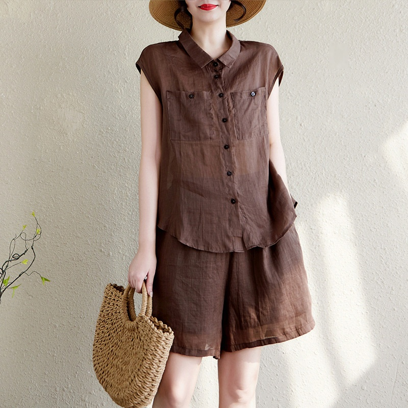 트렌디한 터틀넥 반팔 세트