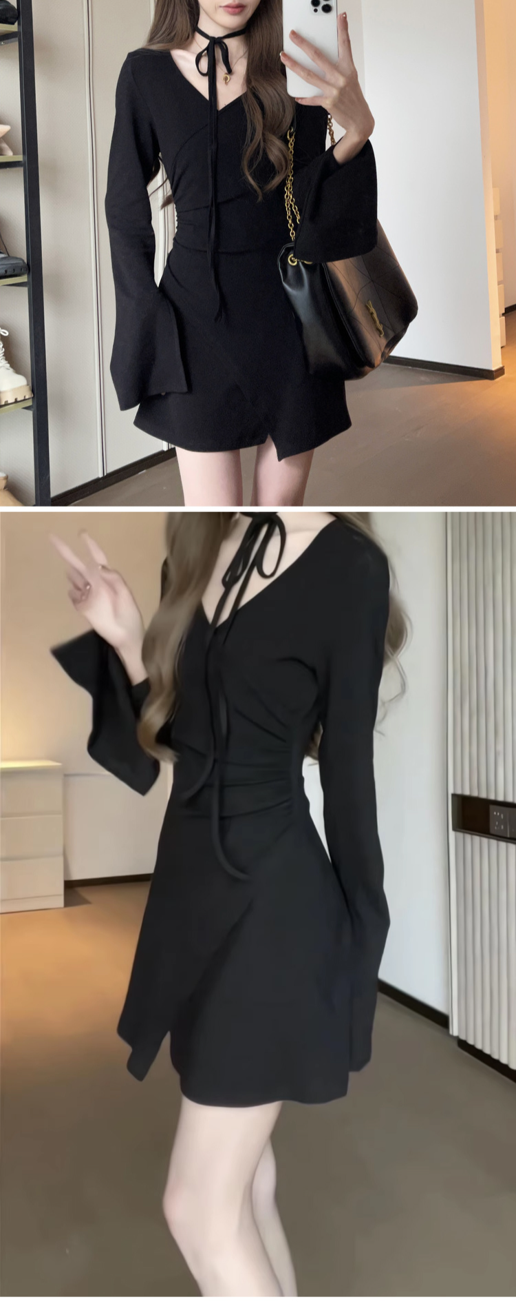 Vネックデザインのアップ写真