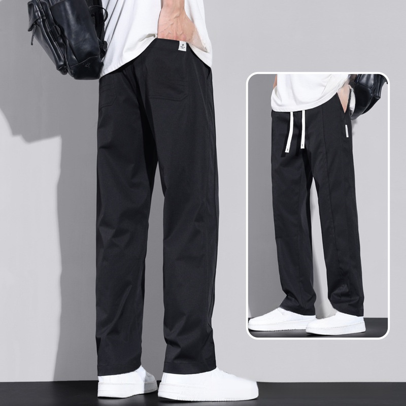 남자 여름 링클프리 아이스 드롭 와이드 일자 캐주얼 팬츠 와이드 슬림 와이드 팬츠