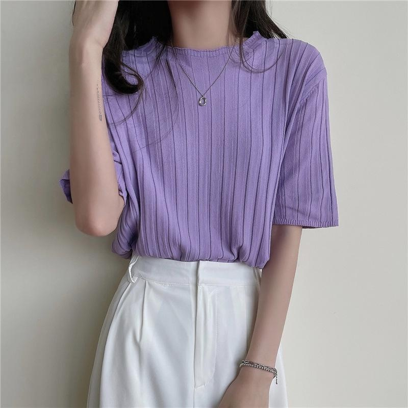 니트티 박시 반팔 상의 캐주얼 레깅스 여하  니트 반팔티