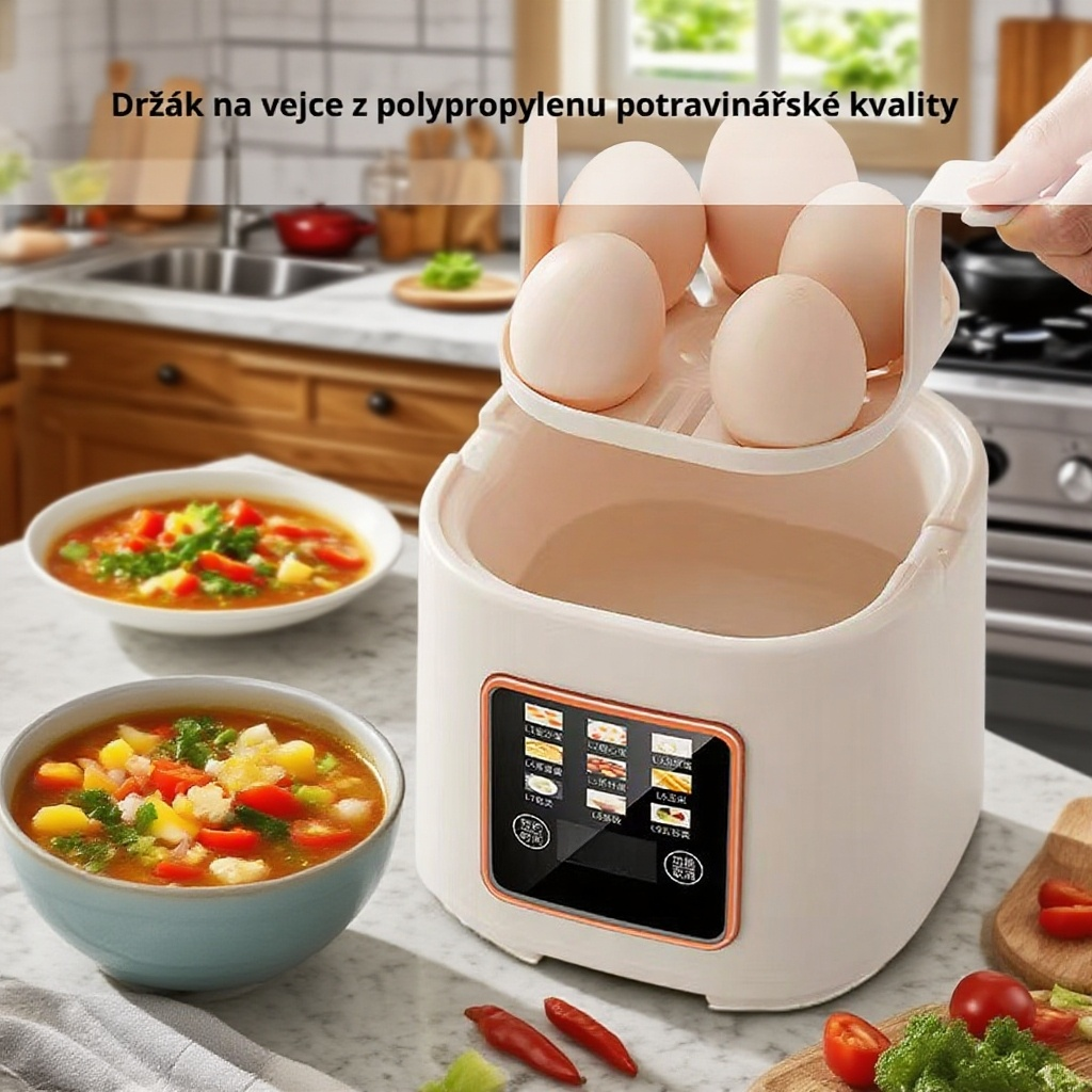 Chytrý domácí mini multifunkční vařič vajec s dotykovým ovládáním a devíti režimy