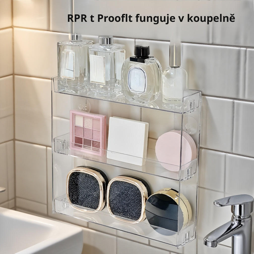 Detail elegantní průhledné police do koupelny