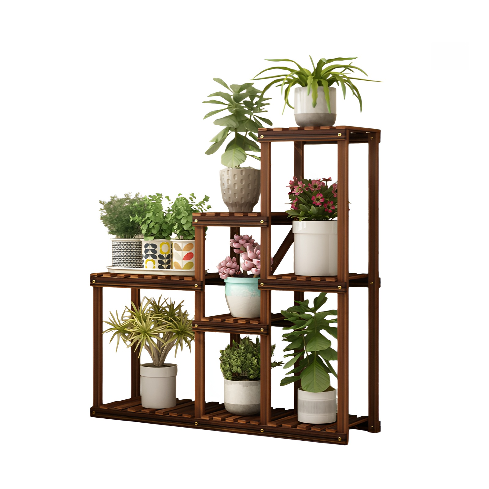 Indoor multi-layer solid wood flower pot storage rack