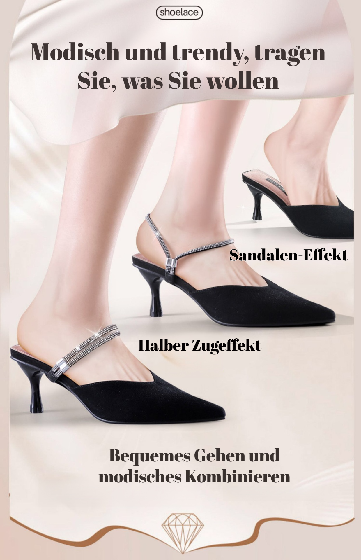 Komfortable und stabile Schnürsenkel für Damenschuhe