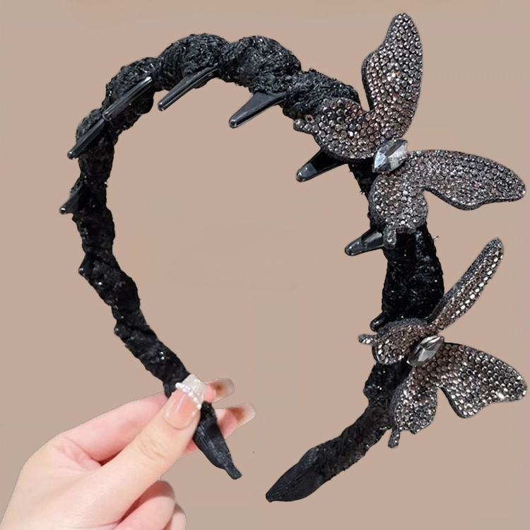 半扎發頭飾發卡黑色蝴蝶抓夾女