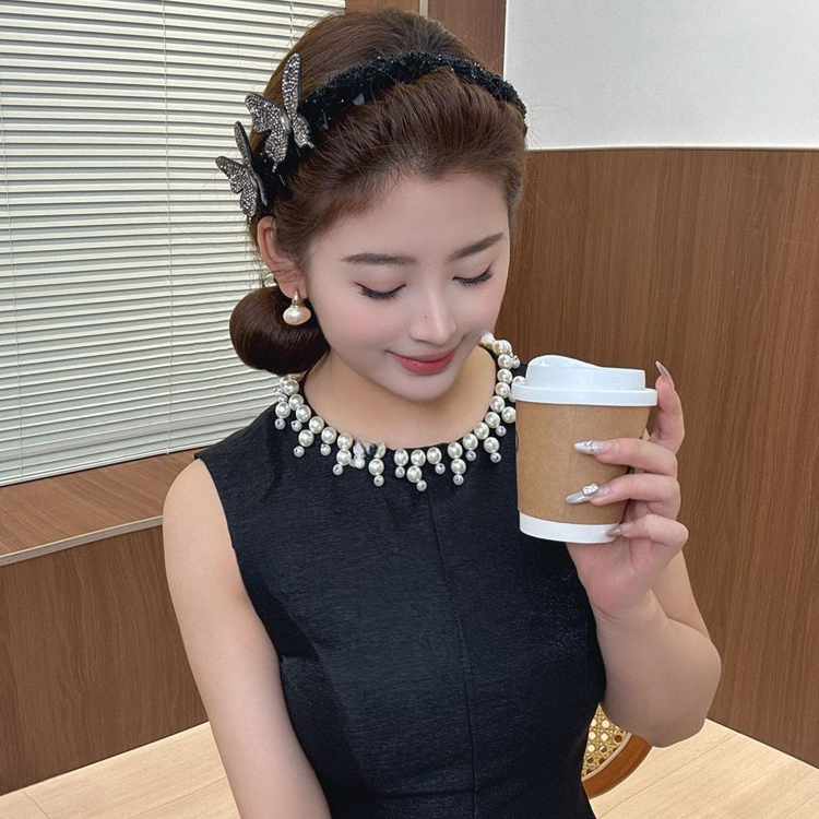 블랙 나비 집게핀 반묶음 헤어핀 여성용