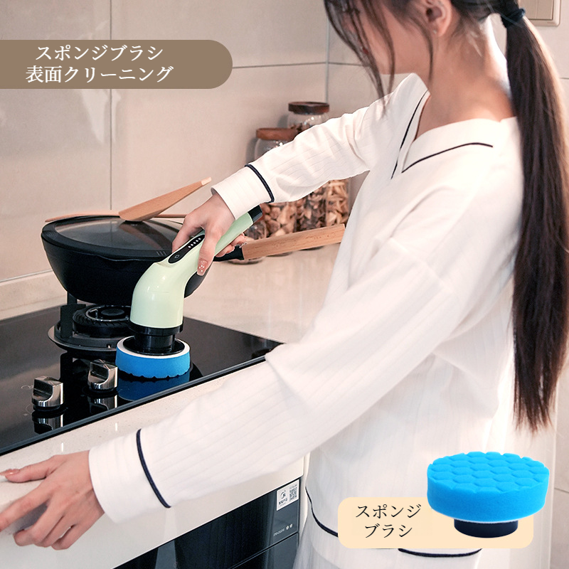 電動回転式スクラバー充電式ポータブル電動多機能クリーニングブラシ長短両用ブラシ強力なクリーニングアーティファクトキッチンバスルームガラスに適しています