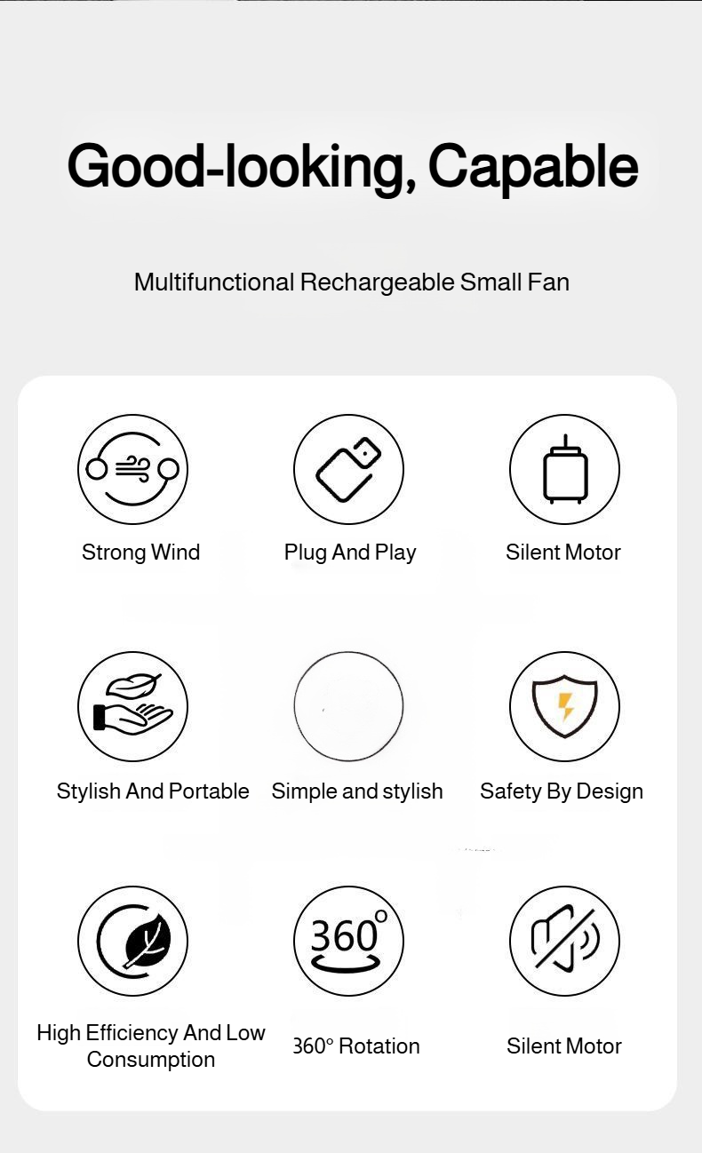 Rechargeable universal mini fan with USB charging