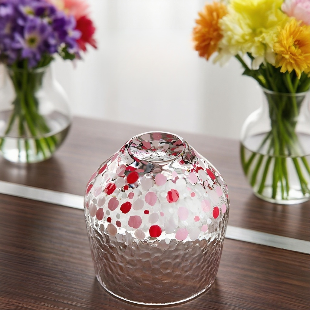 花と星空が融合したグラデーションガラスカップ