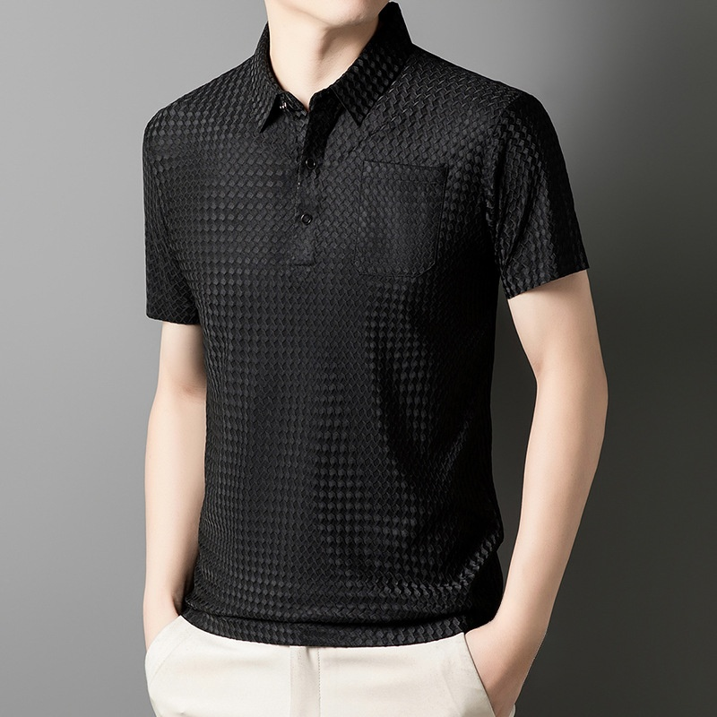  メンズ夏用カジュアル半袖ワークシャツ ポケット付きストレッチ素材