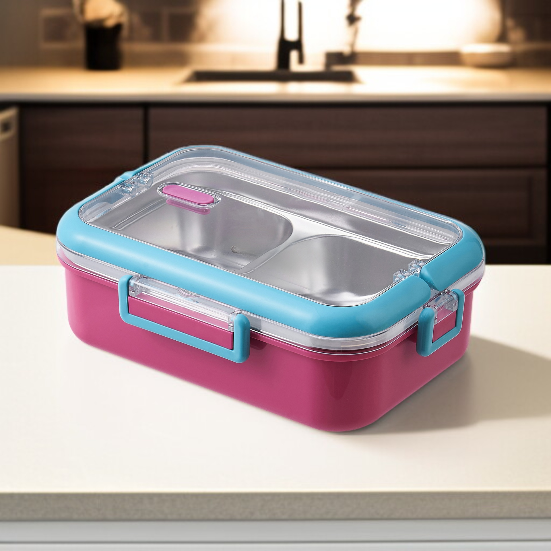 صندوق غداء معزول من الفولاذ المقاوم للصدأ 304، صندوق غداء قابل للاستخدام في الميكروويف