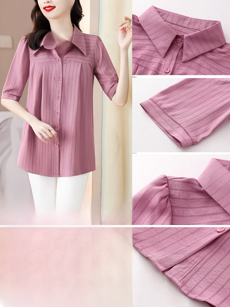 遮肉顯瘦百搭五分袖襯衣