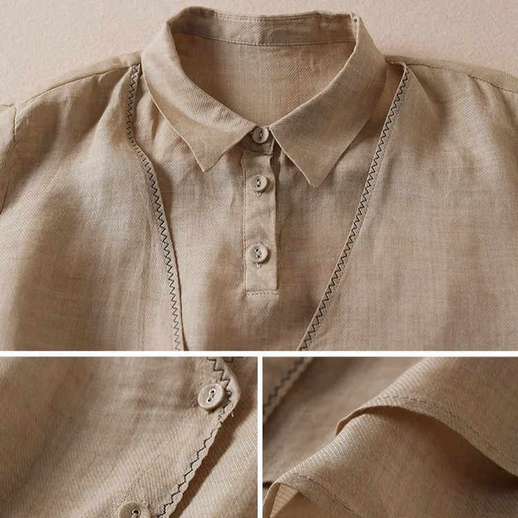綿麻フェイクレイヤードシャツ