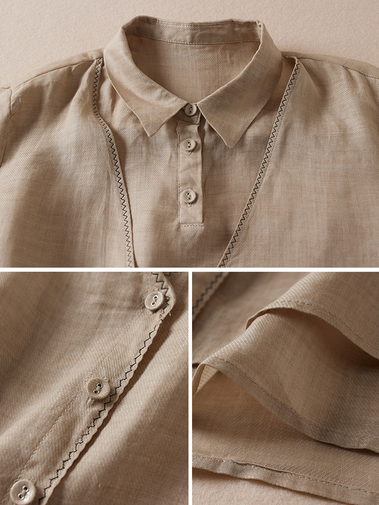 여성 문예 루즈핏 솔리드 셔츠 코튼 린넨 가짜 투피스 상의 여성 루즈핏 문예 가짜 투피스 셔츠