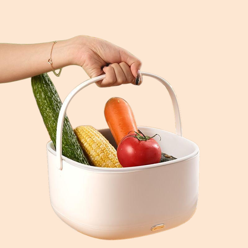 家庭用電気果物と野菜の洗浄機排水バスケット振動波野菜洗浄バスケット