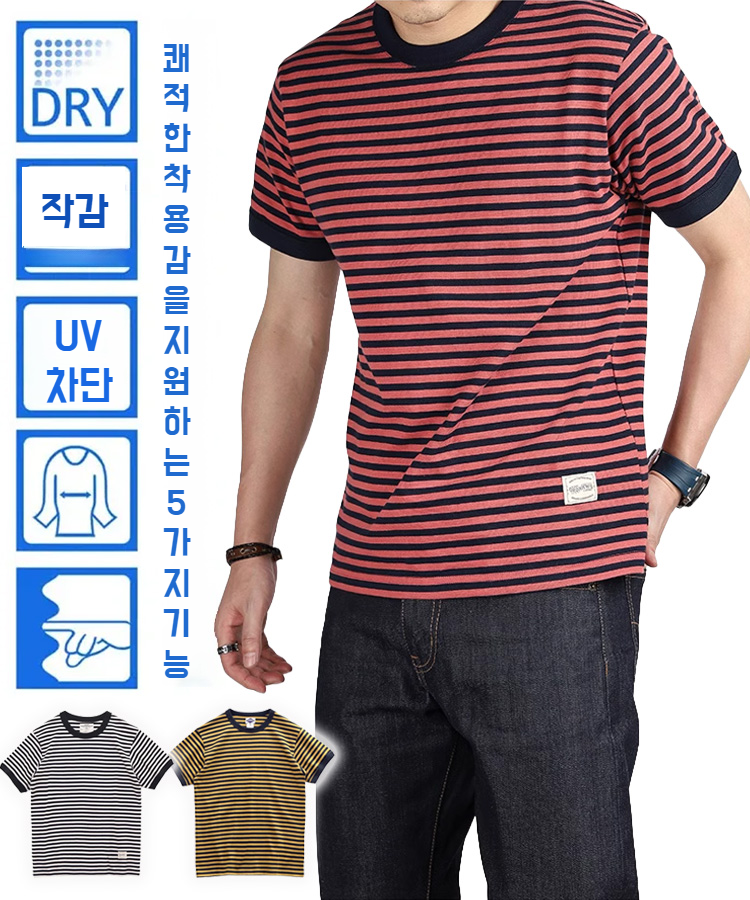 아메리칸 빈티지 스타일 남성 반팔 티셔츠 착용 예시