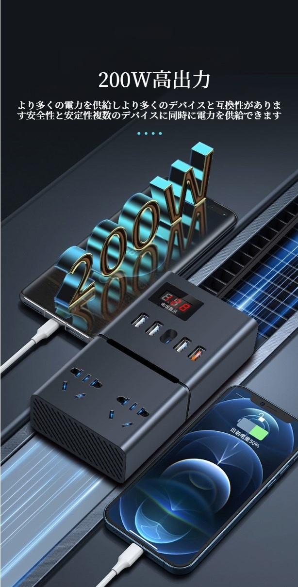 車内で超高速充電する様子