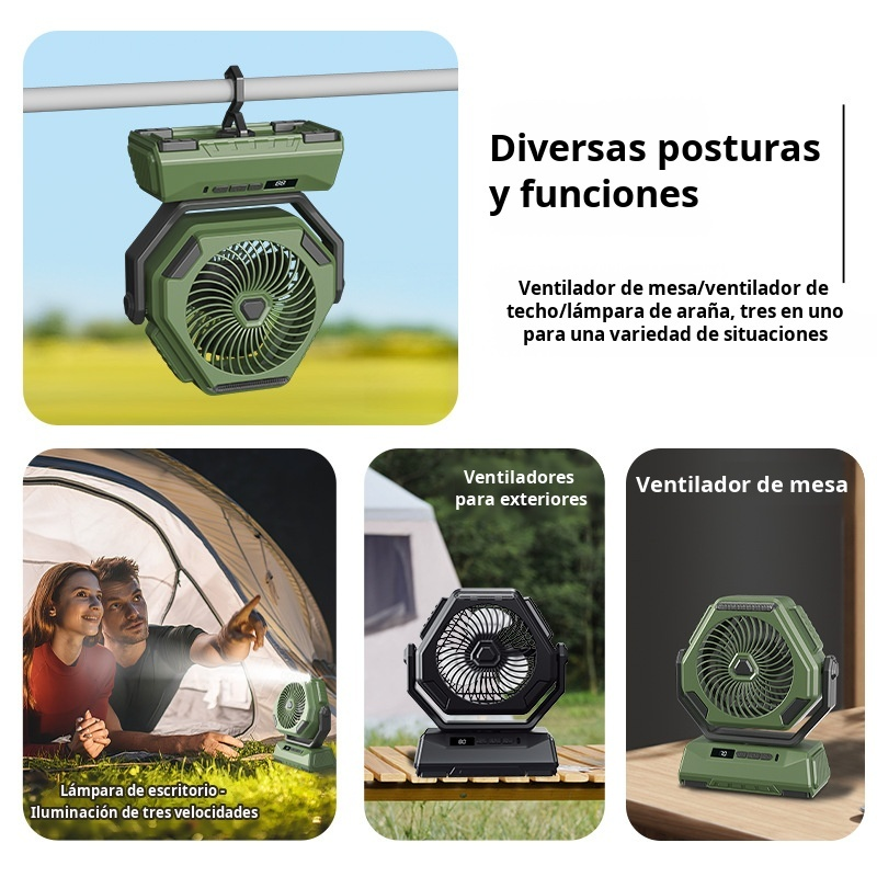 Ventilador de exterior con cabezal móvil JMY, silencioso, con iluminación de 6 pulgadas, pantalla di