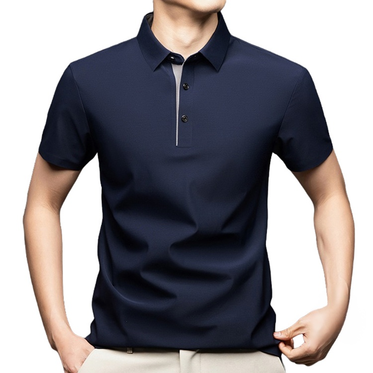 夏用メンズ半袖ポロシャツ　アイスシルク涼感素材　4方向ストレッチ&nbsp;&nbsp;薄手&nbsp;シワ防止&nbsp;アイロン不要&nbsp;メンズ速乾襟付きTシャツ