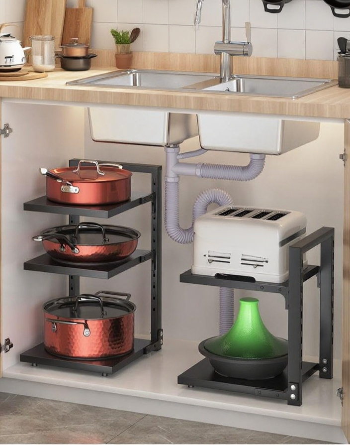 ชั้นวางหม้อจัดระเบียบเครื่องครัวได้ง่าย