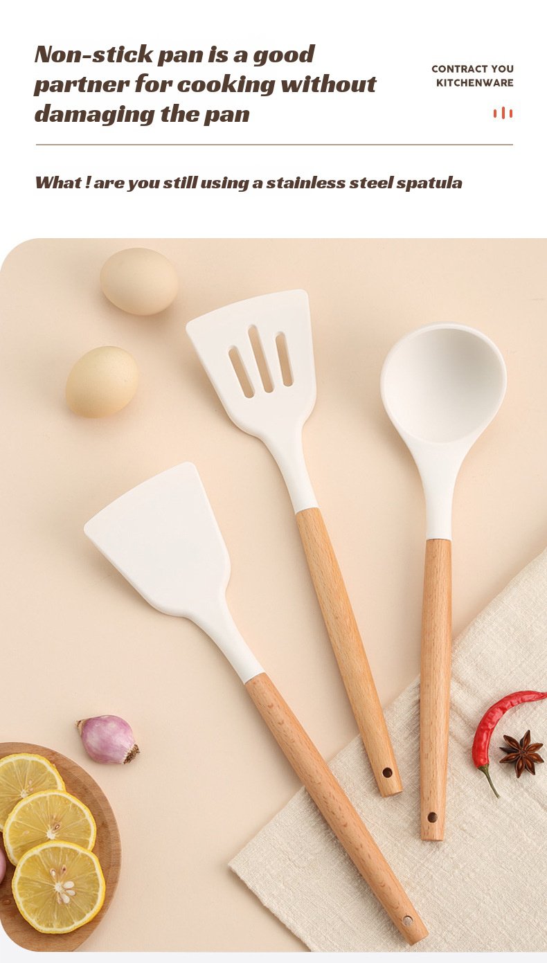 Complete silicone kitchen utensil set for cooking