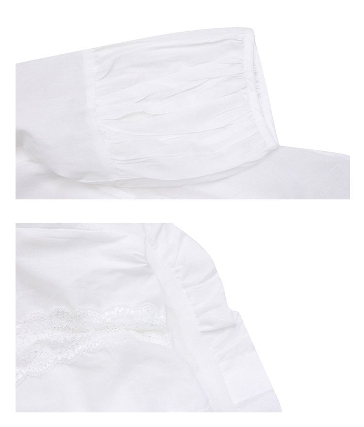 트렌디한 벌룬 소매와 레이스 디자인 블라우스