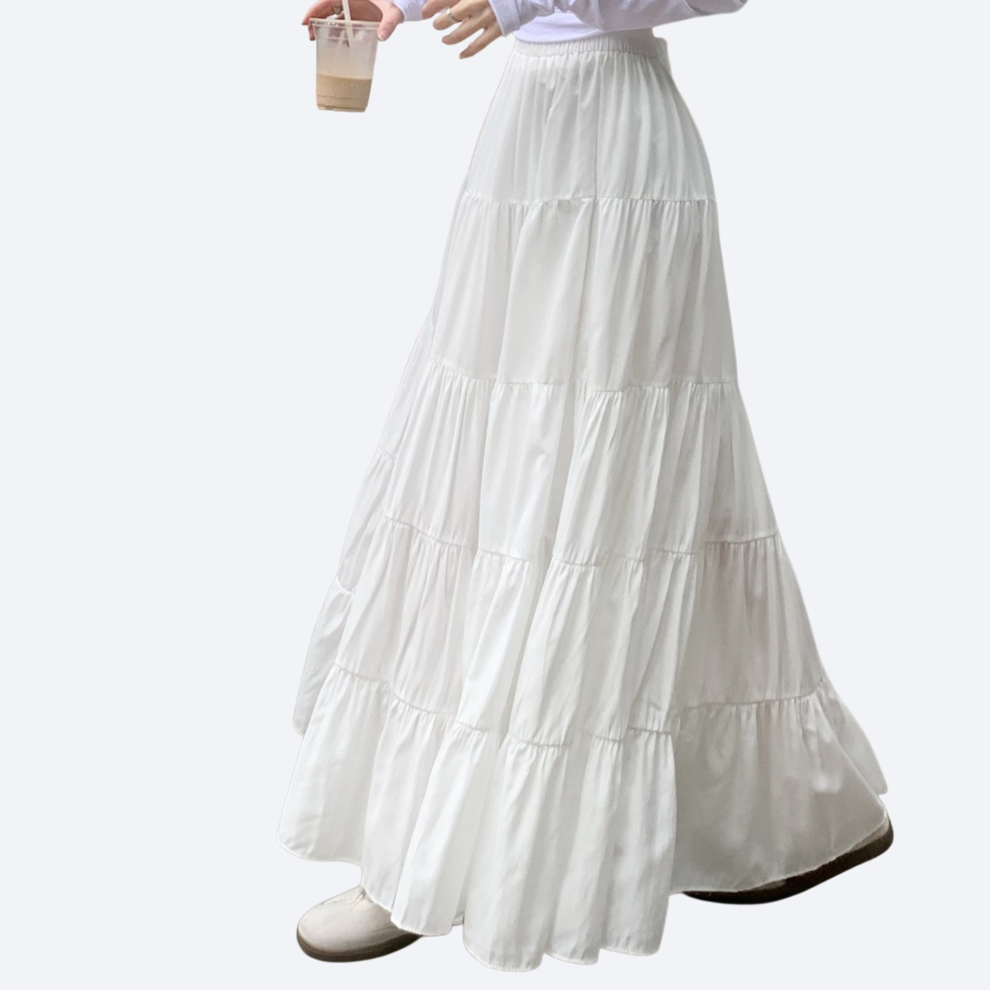Solid color fluffy and gentle half length skirt