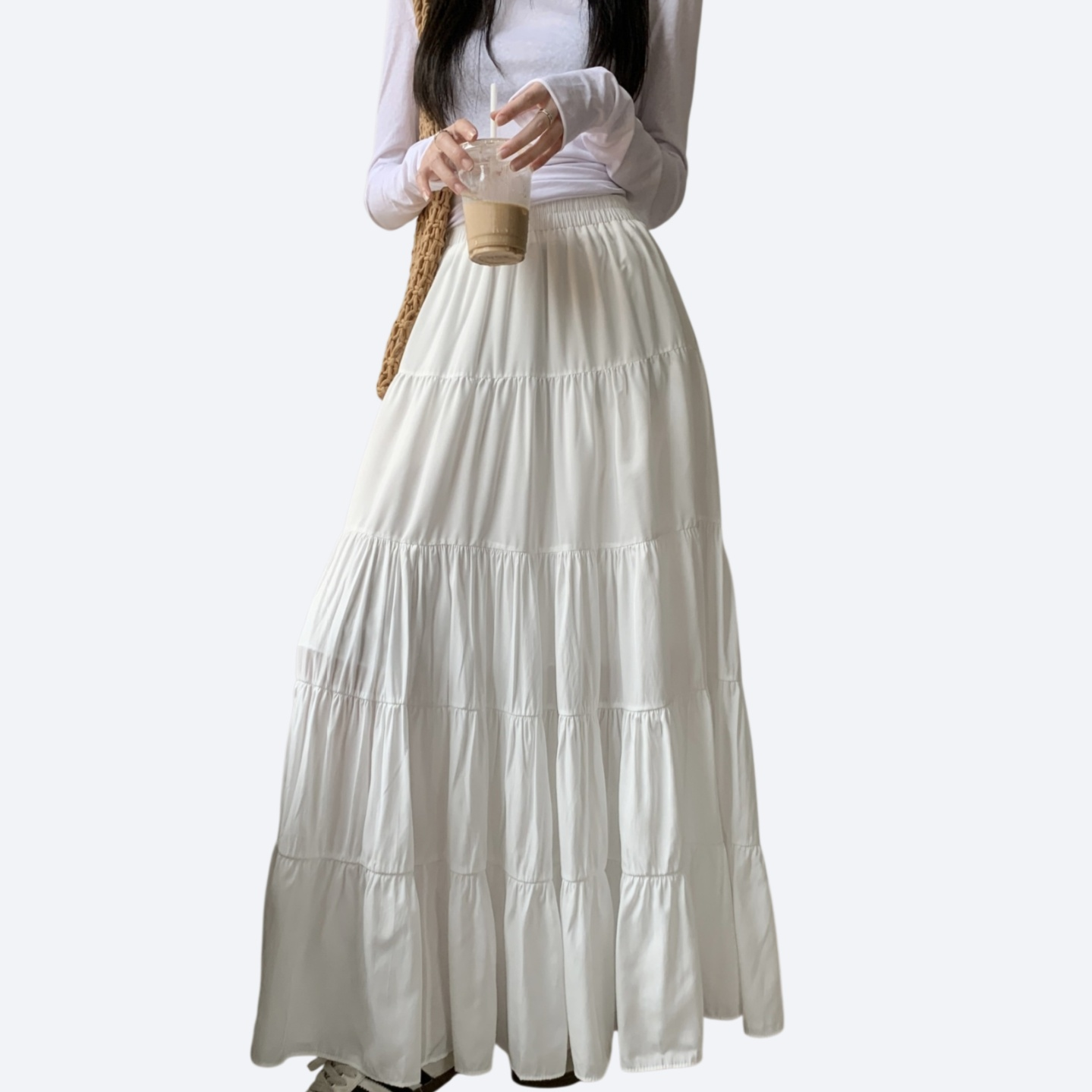 Solid color fluffy and gentle half length skirt