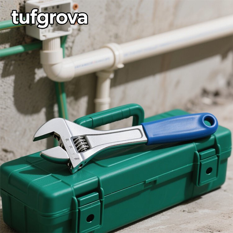 Llave inglesa ajustable de mango corto en uso