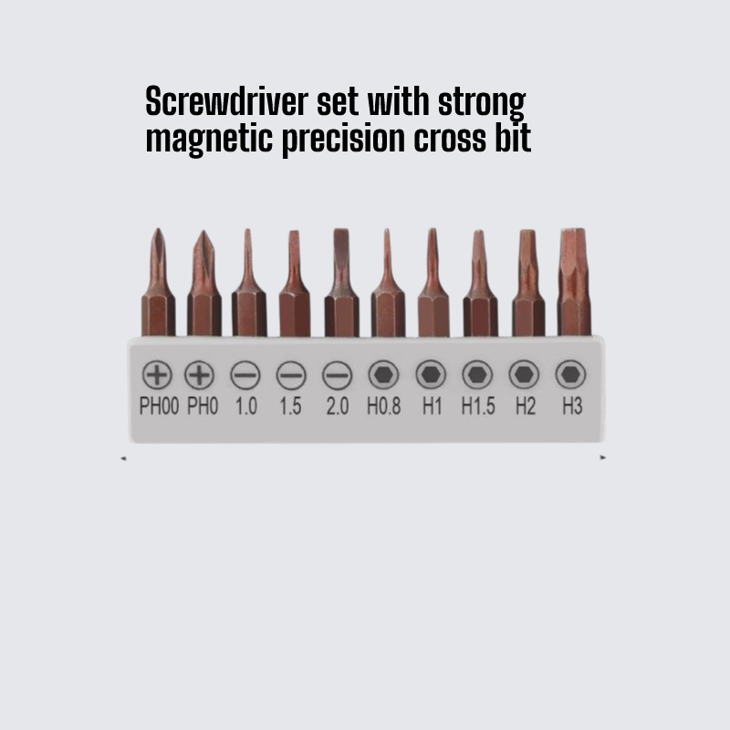 Screwdriver set with strong magnetic precision cross bit