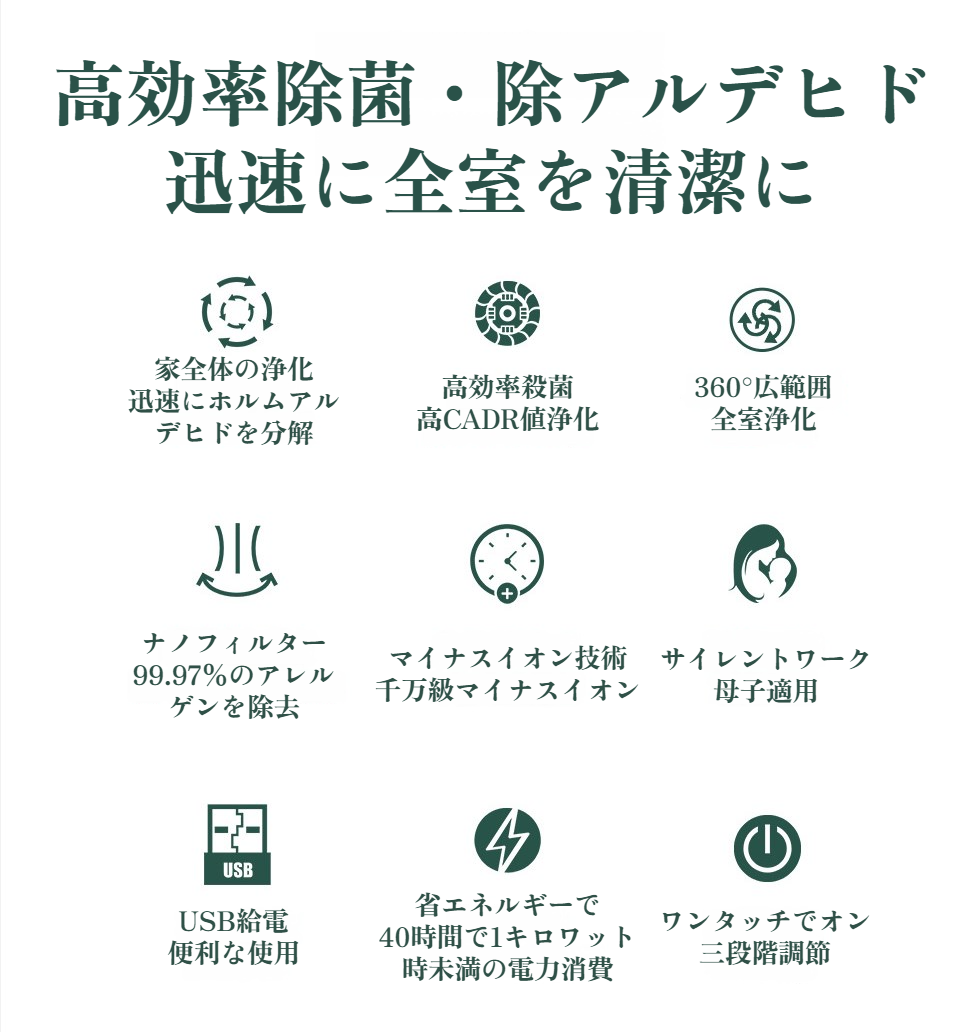 家庭用として置けるコンパクトな空気清浄機