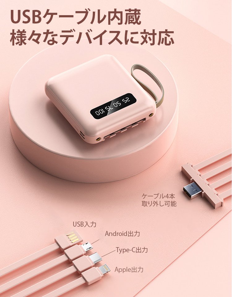 4ケーブル搭載モバイルバッテリー