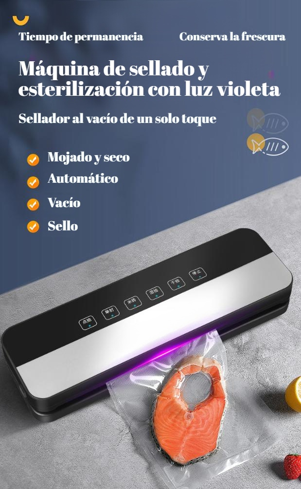 Selladora al vacío JMY automática en uso con bolsas de alimentos