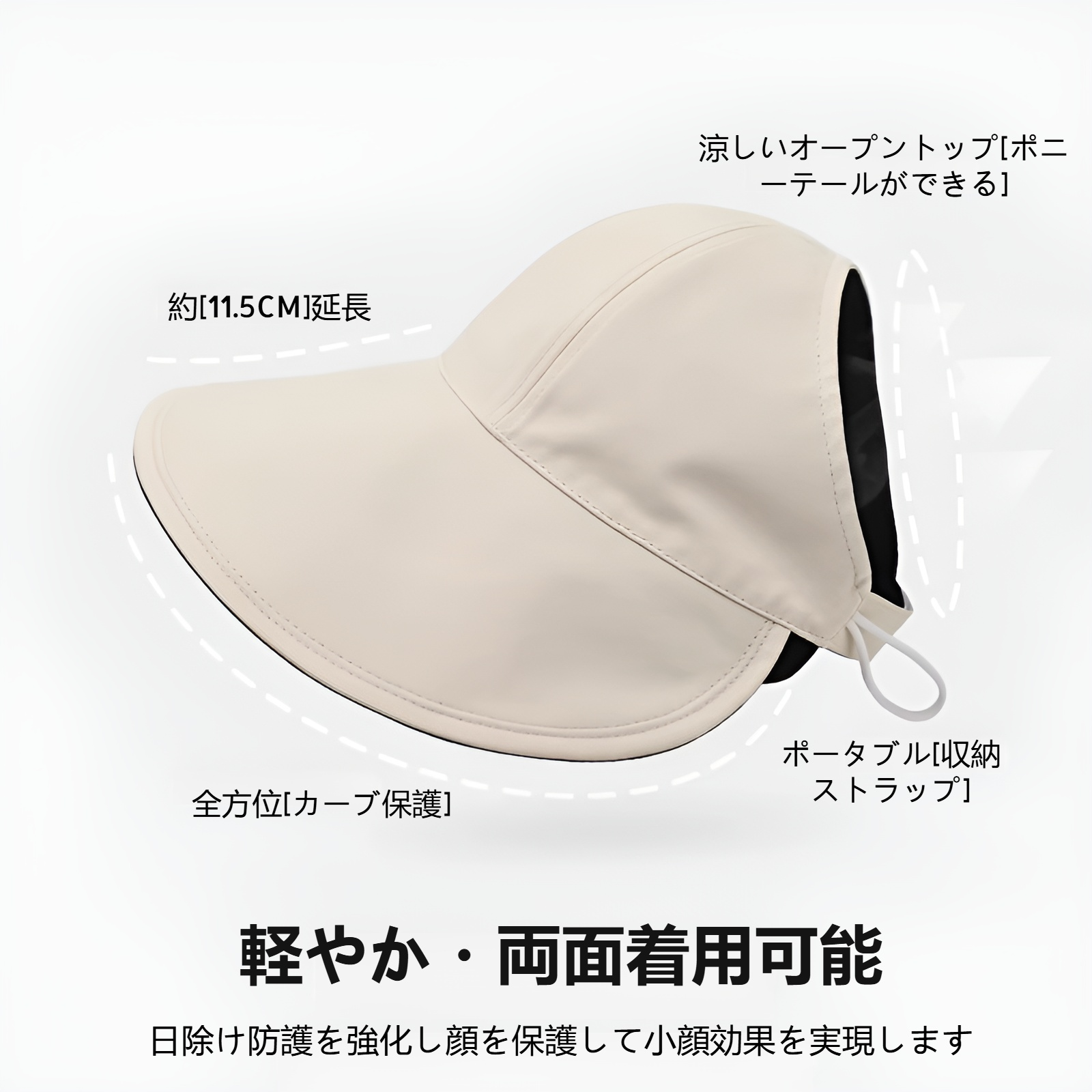 【2 スタイル IN ウワーン】UVカット帽子 つば広 リバーシブル レディース 接触涼感 【超軽量涼しい】【サイズ調整可・UPF50+測定済み】 完全遮光 ワイヤー入り 紫外線対策 日焼け防止 通気