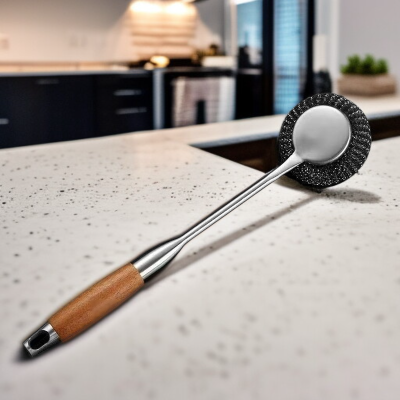 주방 긴 손잡이 냄비 세척 강철 양모